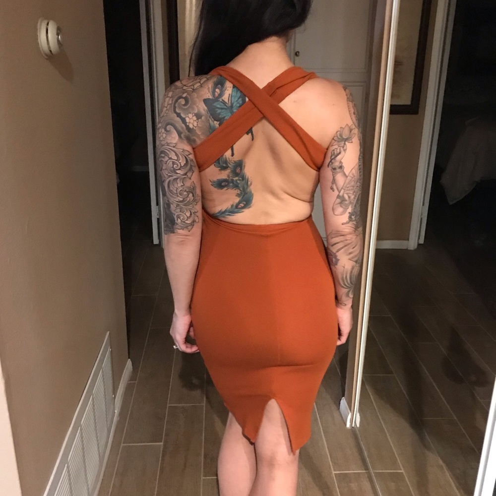 American Apparel Burnt orange mid wiggle dress
